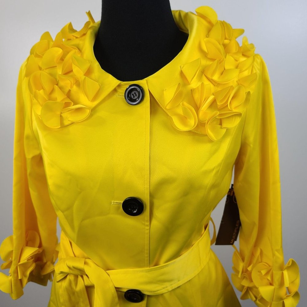 NWT Multiples Yellow 3/4 Sleeve Ruffle Collar S - Picture 5 of 10